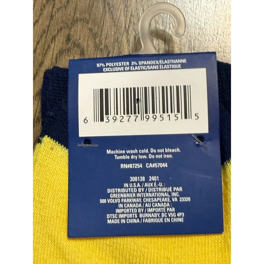 Juncture Socks Men's Size 6-12 Blue Yellow White Socks #1 Dad NWT